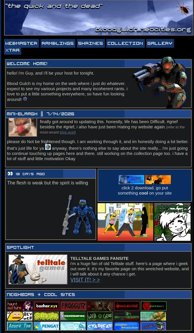 Bloodgulch neocities homepage